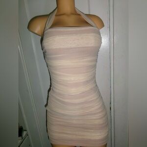 SHEIN Pink Ruched Halter Bodycon Dress